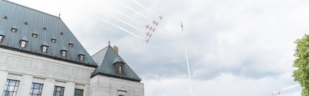 Close-up shot of the roof of the Supreme Court of Canada building