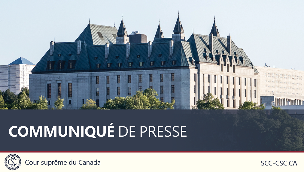 Le titre 'Communiqué de presse', superposé sur une photo de l'édifice de la Cour suprême