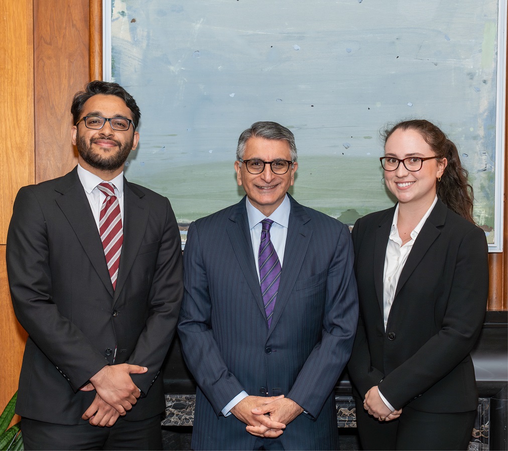Justice Jamal poses with 2 award recipients